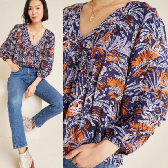 Anthropologie Cathy Pleated Blouse - Picture 2 of 16